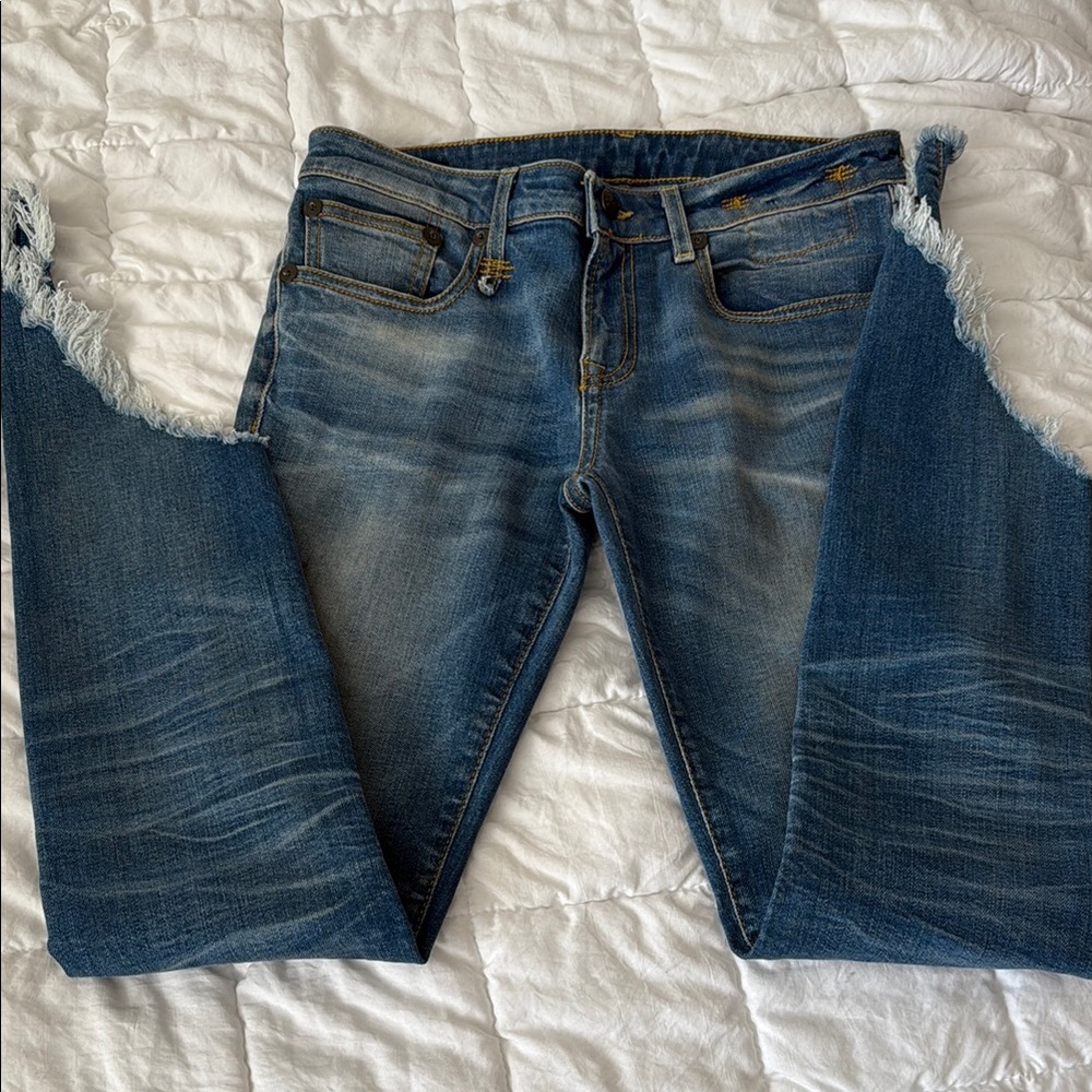 R13 Distressed Blue Denim Jeans